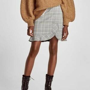 Zara Woman Glen Checked Mini Skirt Hem A Line